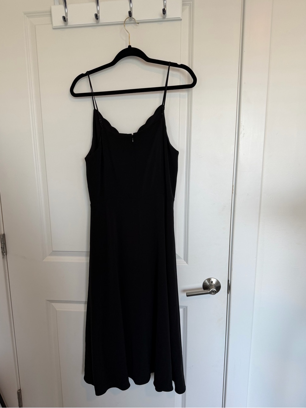 H&M Black Scallop-Edge Midi Slip Dress